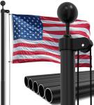 IIOPE 20FT Residential Flag Pole Kit,14-Gauge Aluminum,Thick Heavy Duty in Ground Flagpoles for Outside House with USA Flag, Black Topper Ball,Aluminum Clips (Black)