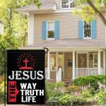 Jesus The Way Truth Life Garden Flag 12x18 Double Sided Christian American Garden Flag Jesus Yard Flags for Outside House Indoor Yard Outdoor Patriotic Sign Decor