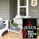 Jesus The Way Truth Life Garden Flag 12x18 Double Sided Christian American Garden Flag Jesus Yard Flags for Outside House Indoor Yard Outdoor Patriotic Sign Decor