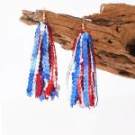 RareLove Fourth of July Accessories Lightweight Patriotic Earrings Red White and Blue Sequins Fun Dangle Tassel Earrings for Women Alloy Plated