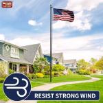 IIOPE 20FT Residential Flag Pole Kit,14-Gauge Aluminum,Thick Heavy Duty in Ground Flagpoles for Outside House with USA Flag, Black Topper Ball,Aluminum Clips (Black)