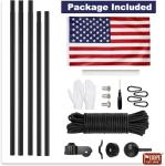 IIOPE 20FT Residential Flag Pole Kit,14-Gauge Aluminum,Thick Heavy Duty in Ground Flagpoles for Outside House with USA Flag, Black Topper Ball,Aluminum Clips (Black)