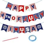 Zienlay 4th of July Banner, Party In The USA Fourth of July Decorations Patriotic Banner, Red Blue White Independence Day Bunting Banners Decor for Home Party Mantel Fireplace Supplies