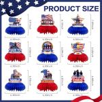 VorkiVecki Thank You Veterans Decorations - Veterans Day Honeycomb Centerpieces 9 Pcs Patriotic Ornaments Supplies Deployment Table Decor Tabletop Decorations Vintage Double Sided Honeycombs for Party Military