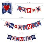 Zienlay 4th of July Banner, Party In The USA Fourth of July Decorations Patriotic Banner, Red Blue White Independence Day Bunting Banners Decor for Home Party Mantel Fireplace Supplies