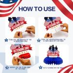 VorkiVecki Thank You Veterans Decorations - Veterans Day Honeycomb Centerpieces 9 Pcs Patriotic Ornaments Supplies Deployment Table Decor Tabletop Decorations Vintage Double Sided Honeycombs for Party Military