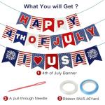 Zienlay 4th of July Banner, Party In The USA Fourth of July Decorations Patriotic Banner, Red Blue White Independence Day Bunting Banners Decor for Home Party Mantel Fireplace Supplies