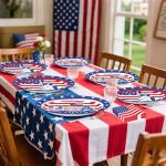 UODBUYO 100Pcs 4th of July Oval Paper Plates and Napkins,10" x 12" Large Disposable Independence Day Plates for July Fourth Patriotic Party