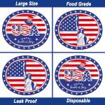 UODBUYO 100Pcs 4th of July Oval Paper Plates and Napkins,10" x 12" Large Disposable Independence Day Plates for July Fourth Patriotic Party
