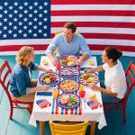 UODBUYO 100Pcs 4th of July Oval Paper Plates and Napkins,10" x 12" Large Disposable Independence Day Plates for July Fourth Patriotic Party