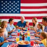 UODBUYO 100Pcs 4th of July Oval Paper Plates and Napkins,10" x 12" Large Disposable Independence Day Plates for July Fourth Patriotic Party