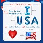 ZJJZOAA 6 Pcs 4th of July Balloons,16 Inch Patriotic Independence Day Foil Balloons,I Love USA Red White Blue Party Decorations, Letter American Flag Decor for Memorial Day Independence Day