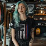 JDyymiys 4th of July Shirts Women American Flag Patriotic Shirts USA Star Stripes Graphic T Shirt Short Sleeve Summer Tees Black Large