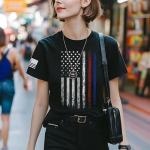 JDyymiys 4th of July Shirts Women American Flag Patriotic Shirts USA Star Stripes Graphic T Shirt Short Sleeve Summer Tees Black Large