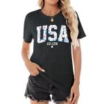 USA Shirt American Flag Shirt Women 4th of July T Shirt Patriotic Tee Casual Short Sleeve Tops Dark Gray-03, Large