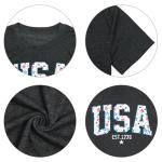 USA Shirt American Flag Shirt Women 4th of July T Shirt Patriotic Tee Casual Short Sleeve Tops Dark Gray-03, Large
