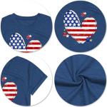 Women American Flag Heart Shirt 4th of July T-Shirt Patriotic Graphic Tees Shirts USA Flag Star Stripe Casual Tops