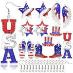 QuneusHot 30 Piece American Flag Enamel Charms 4th of July Independence Patriotic Dangle Pendant Decor for DIY Earrings Bracelets Jewelry Making Silvery