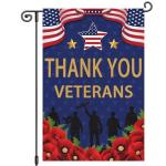Louise Maelys Veterans Day Garden Flag Thank You Veterans Floral Patriotic 12x18 Inch Double Sided Red Poppy Welcome Stars and Stripes Small Burlap Yard Sign Outside Outdoor House Decor