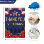 Louise Maelys Veterans Day Garden Flag Thank You Veterans Floral Patriotic 12x18 Inch Double Sided Red Poppy Welcome Stars and Stripes Small Burlap Yard Sign Outside Outdoor House Decor