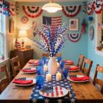 Red White and Blue Flowers Artificial Flowers, Patriotic Artificial Flower Picks, 29.5 inches Artificial Jasmine Flower for Independence Day Decorations Memorial Day Decor (10, Red, White, Blue)