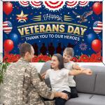 Happy Veterans Day Thank You to Our Heroes Backdrop Large Size Thank You Veterans Banner America Patriotic Party Decorations Honoring All Who Served Home Decorations