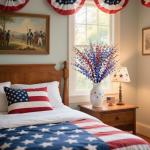 Red White and Blue Flowers Artificial Flowers, Patriotic Artificial Flower Picks, 29.5 inches Artificial Jasmine Flower for Independence Day Decorations Memorial Day Decor (10, Red, White, Blue)