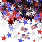 Iconikal 3,000-Count 9 Ounces July 4th Bulk Party Foil Confetti, Patriotic Stars USA American Flags