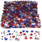 Iconikal 3,000-Count 9 Ounces July 4th Bulk Party Foil Confetti, Patriotic Stars USA American Flags