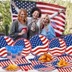 140Pcs 4th of July Party Supplies Tableware Set Independence Day Plates and Napkins for American Memorial Day Decorations Stars and Stripes Patriotic Decorations Paper Plates, Serves 20