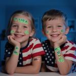 Awinmay 80PCS Luminous 4th of July Temporary Tattoos, American Flag Red White and Blue Decor, Fourth of July, USA Party Favors, Memorial Day, Independence Day,Labor Day Decorations Glow Party Supplies
