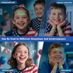Awinmay 80PCS Luminous 4th of July Temporary Tattoos, American Flag Red White and Blue Decor, Fourth of July, USA Party Favors, Memorial Day, Independence Day,Labor Day Decorations Glow Party Supplies