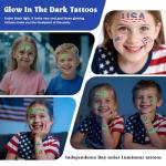 Awinmay 80PCS Luminous 4th of July Temporary Tattoos, American Flag Red White and Blue Decor, Fourth of July, USA Party Favors, Memorial Day, Independence Day,Labor Day Decorations Glow Party Supplies