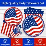 140Pcs 4th of July Party Supplies Tableware Set Independence Day Plates and Napkins for American Memorial Day Decorations Stars and Stripes Patriotic Decorations Paper Plates, Serves 20