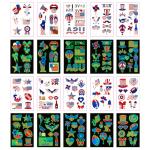 Awinmay 80PCS Luminous 4th of July Temporary Tattoos, American Flag Red White and Blue Decor, Fourth of July, USA Party Favors, Memorial Day, Independence Day,Labor Day Decorations Glow Party Supplies