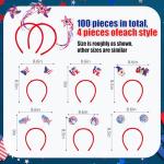CraftyDream 200 Pcs 4th of July Patriotic Party Favor Include 100 Plastic American Flag Shutter Glasses 100 Patriotic Headbands for Independence Day Veterans Day Reunion Red White Blue Party Supplies