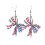 American Flag Dangle Earrings Patriotic 4th of July Earring for Women Red White Blue Bow Independence Day Memorial Day Holiday Party Accessories Gifts-A