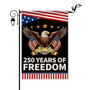 America 250th Anniversary Garden Flag, USA 250 Years Banner Patriotic Freedom Yard Sign Double-Sided Waterproof Flag 12x18 Inch