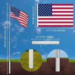 Yeshom 20ft Telescopic Flag Pole Kit with 3'x5' US American Flag & Ball Top Sleeve Set Aluminum Telescoping Flagpole Fly 2 Flags for Outdoor Tailgate Camper RV Tire Mount Inground Outside House
