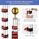 Yeshom 20ft Telescopic Flag Pole Kit with 3'x5' US American Flag & Ball Top Sleeve Set Aluminum Telescoping Flagpole Fly 2 Flags for Outdoor Tailgate Camper RV Tire Mount Inground Outside House