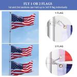 Yeshom 20ft Telescopic Flag Pole Kit with 3'x5' US American Flag & Ball Top Sleeve Set Aluminum Telescoping Flagpole Fly 2 Flags for Outdoor Tailgate Camper RV Tire Mount Inground Outside House