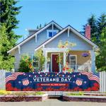 Thank You Veterans Banner,Veterans Day Decorations Outdoor,American Flag Veterans Day Banners Patriotic Party Decoration and Supplies for Home House Yard Garden (Blue 1)
