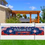 Thank You Veterans Banner,Veterans Day Decorations Outdoor,American Flag Veterans Day Banners Patriotic Party Decoration and Supplies for Home House Yard Garden (Blue 1)
