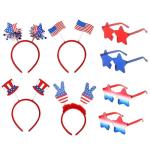 BBPOOL 8pcs 4th of July Headband Star Sunglasses Red White Blue Memorial Day Patriotic Accessories for Independence Day Party Supplies