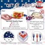 96 Pieces Patriotic Plates and Napkins 4th of July Tableware Set, Red White Blue Stripes with Stars Disposable Paper Plates, Napkins, Forks for Independence Day Memorial Day Party Supplies- Serves 24