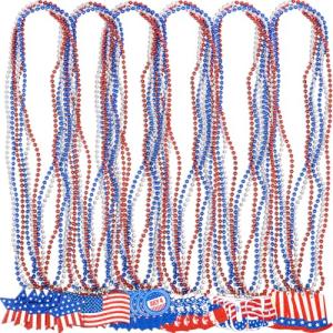 36PCS Fourth/4th of July Necklaces Beads: Patriotic Accessories Bulk Memorial Day Party Favors Decor Decorations-Star Uncle Sam Hats