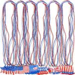 36PCS Fourth/4th of July Necklaces Beads: Patriotic Accessories Bulk Memorial Day Party Favors Decor Decorations-Star Uncle Sam Hats