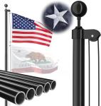 FFILY Heavy Duty 20 FT Flag Pole, 95HBW Hard Aerospace Aluminum, Unbending 100MPH Wind Resistance, In-Ground Flagpole Kit for Outside House