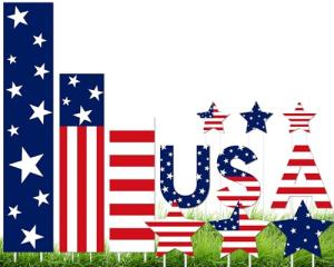 Wenqik 12 Pcs 4th of July Yard Signs Memorial Day Outdoor Signs Decorations Patriotic Yard Stake Stars and USA Letter Patio Sign with Stakes for Independence Day Patio Walkway Pathway Lawn Decorations