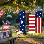 Wenqik 12 Pcs 4th of July Yard Signs Memorial Day Outdoor Signs Decorations Patriotic Yard Stake Stars and USA Letter Patio Sign with Stakes for Independence Day Patio Walkway Pathway Lawn Decorations